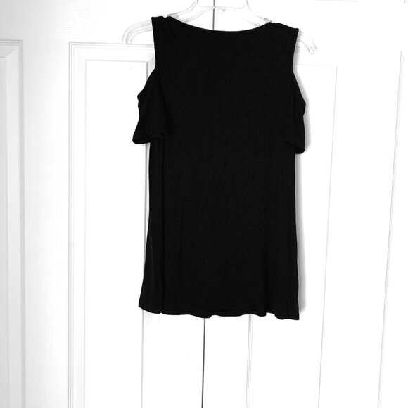 MICHAEL STARS Coveted Black Cold Shoulder Dress Casual ShortSleeve Sweater OS - Picture 7 of 7